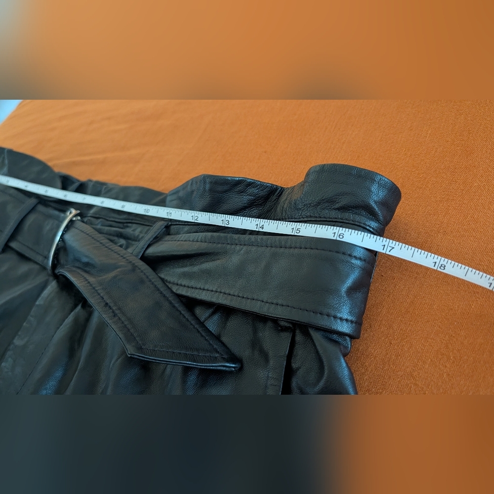 NEW All Saints Real Leather Shorts with Belt - Picture 7 of 10